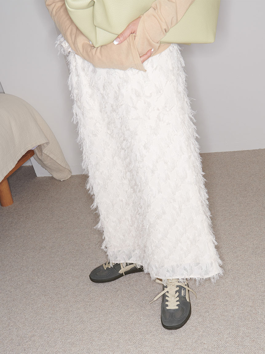 emmi atelier】フリンジジャガードスカート(ロングスカート)｜スカート 