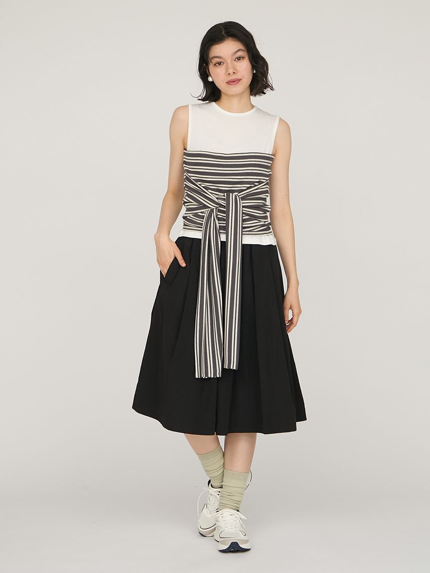 duex mi ナイロンミニスカート アシンメトリープリーツ ミニスカート[品番：NICW0004847]｜NICOLE