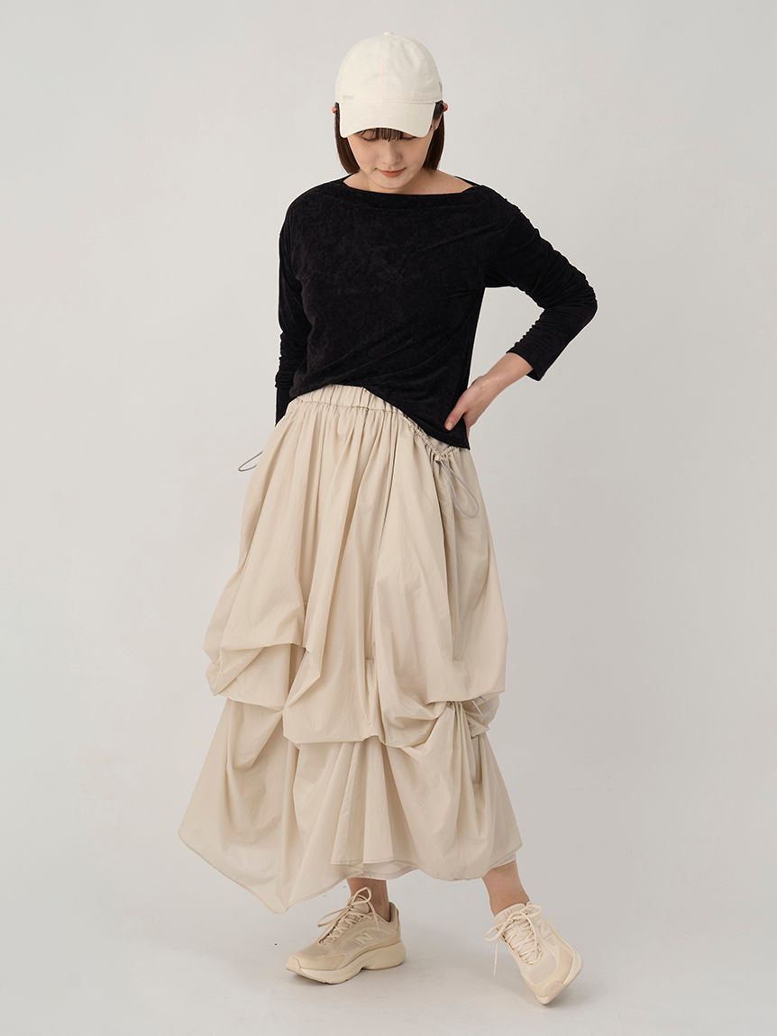 タックドロストボリュームスカート(ロングスカート)|スカート|emmi タックドロストボリュームスカート(ロングスカート)|スカート|emmi