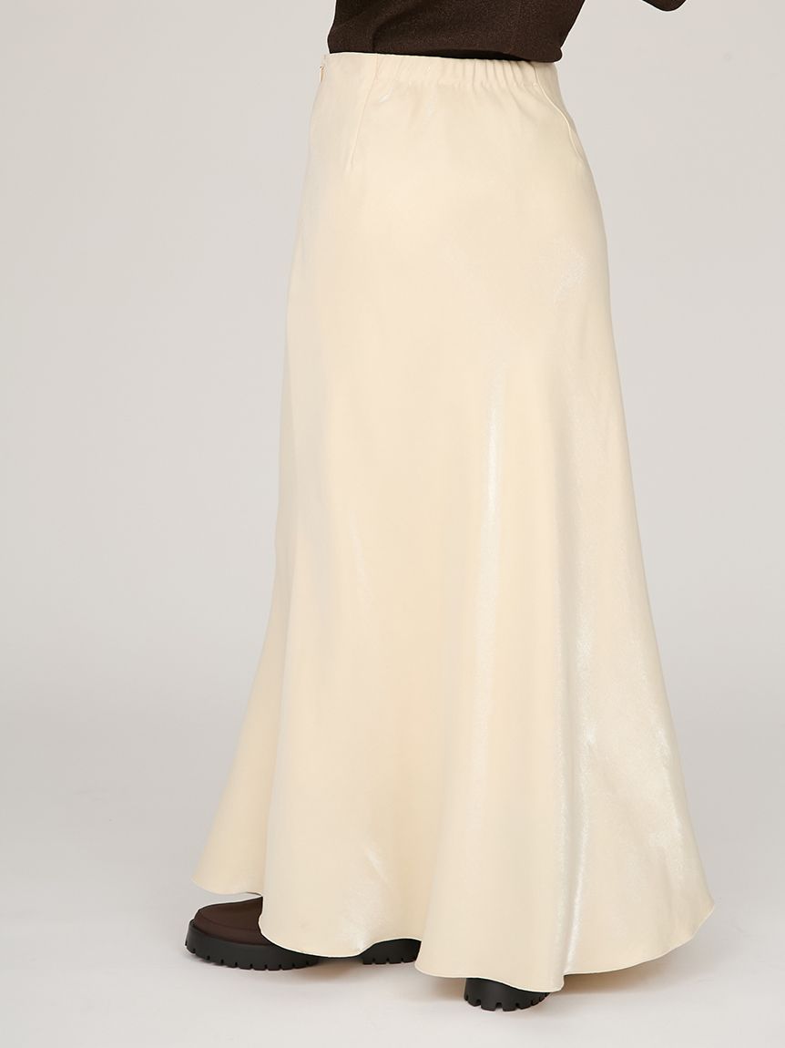 ENCHAR ホワイトサテン フレアスカート ENCHAR ホワイトサテン フレアスカート ENCHAR ホワイトサテン