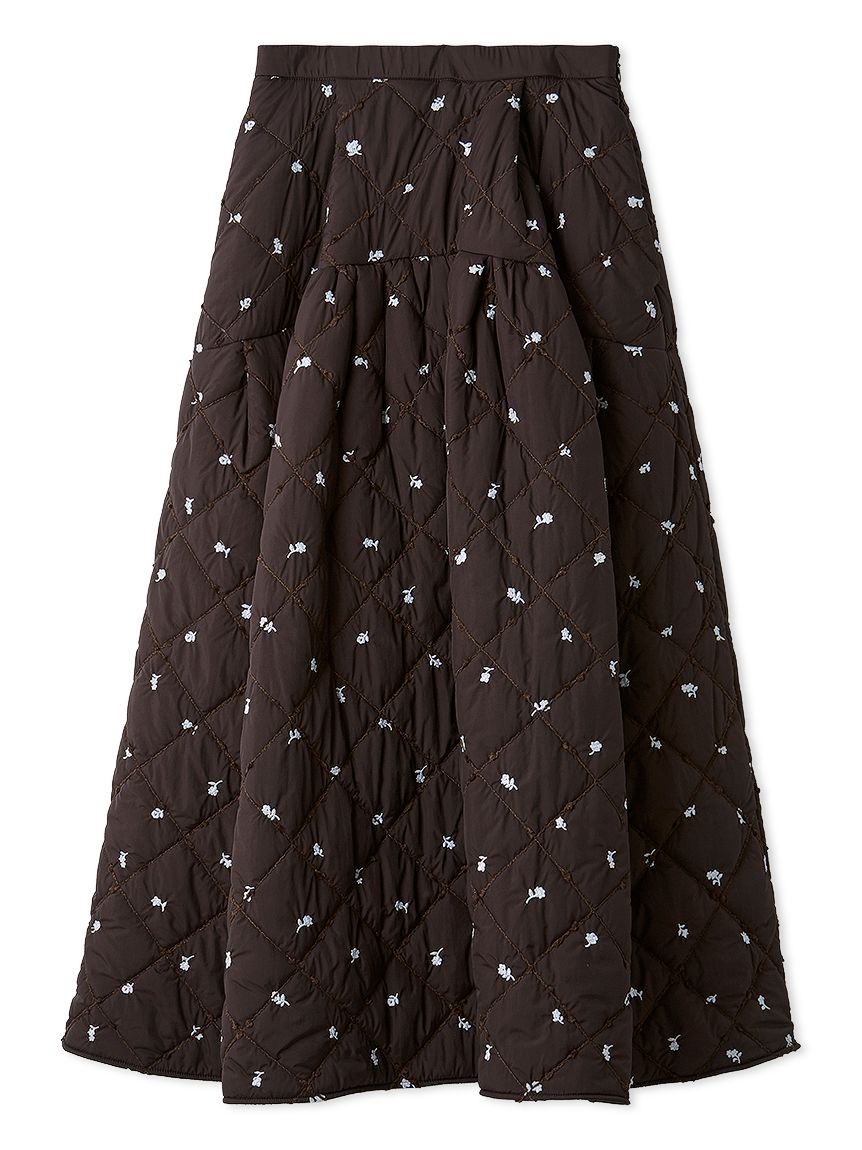 フラワーエンブロイダリーキルティングスカート(ロングスカート