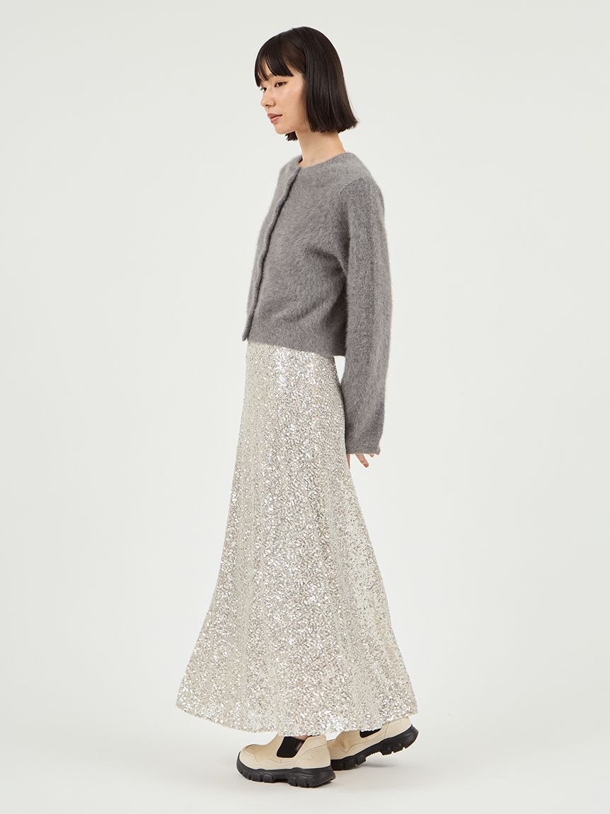 emmi（エミ）スパンコールナロースカート 13wfs255060 シルバー レディース ロング丈 ウエストゴム仕様 2025冬 スパンコールナロースカート(ロングスカート)｜スカート｜emmi（エミ