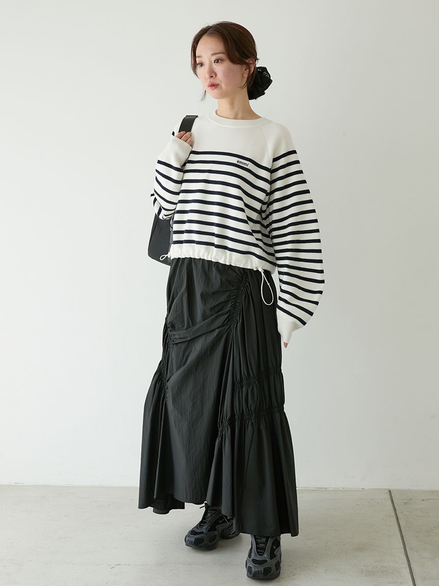 ギャザーディテールボリュームスカート(ロングスカート)｜スカート