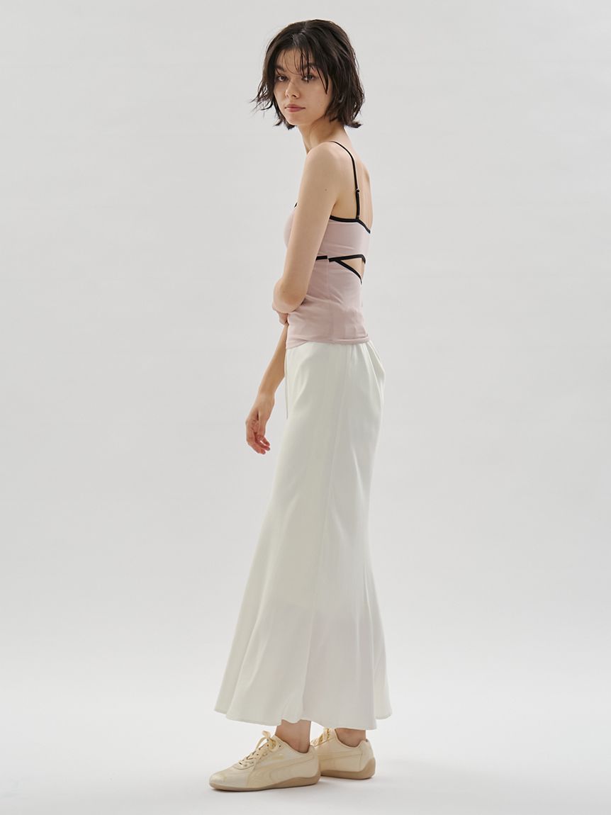 サテンナロースカート【セットアップ対応】(ロングスカート)｜スカート