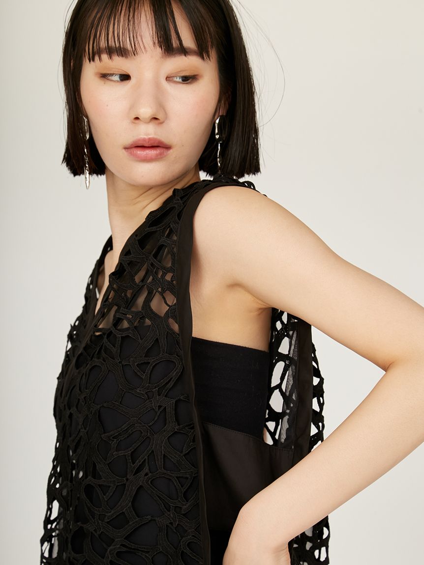 emmi カットレースパイピングジレ emmi｜カットレースパイピングジレ | Rakuten Fashion(楽天