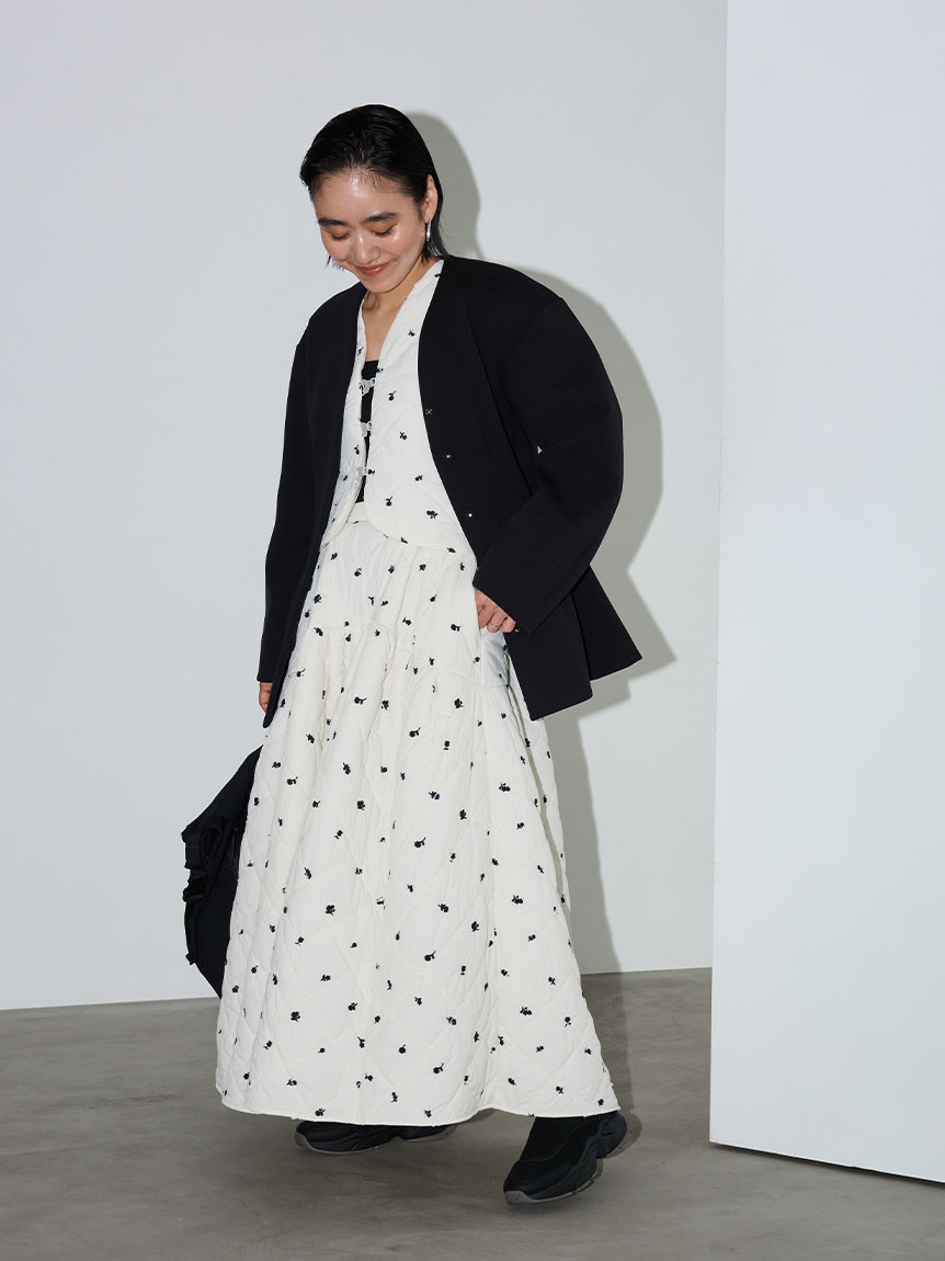 フラワーエンブロイダリーキルティングベスト(ジレ/ベスト)｜アウター