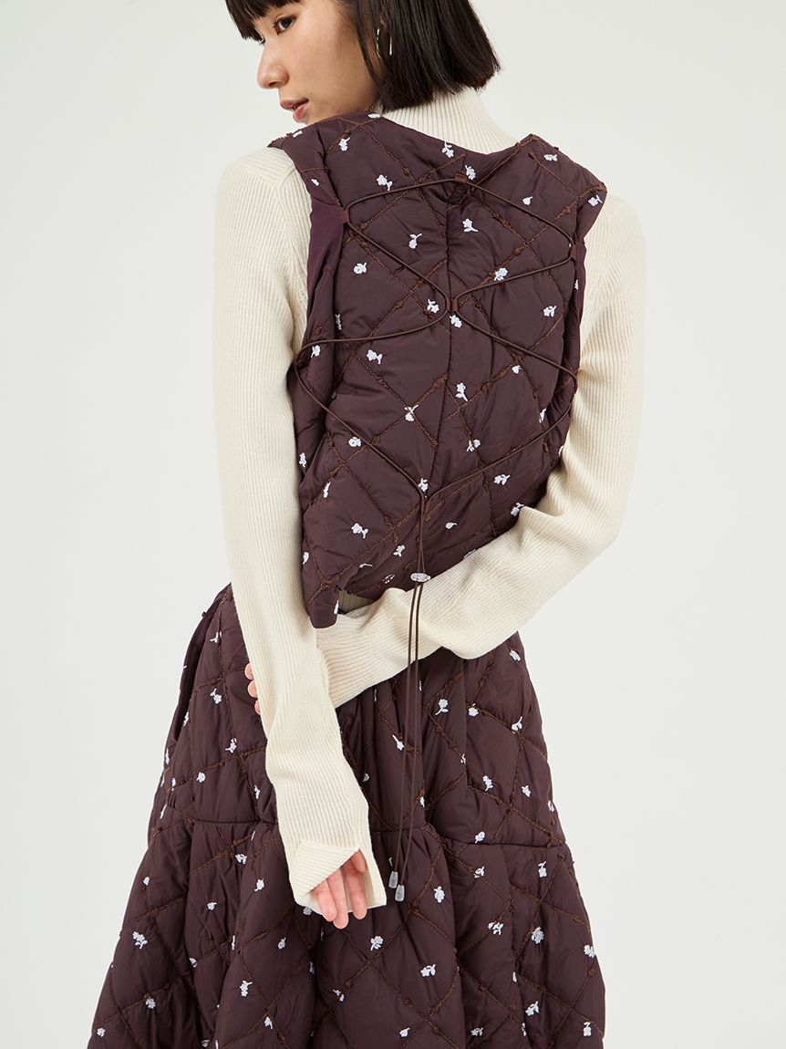 フラワーエンブロイダリーキルティングベスト(ジレ/ベスト)｜アウター