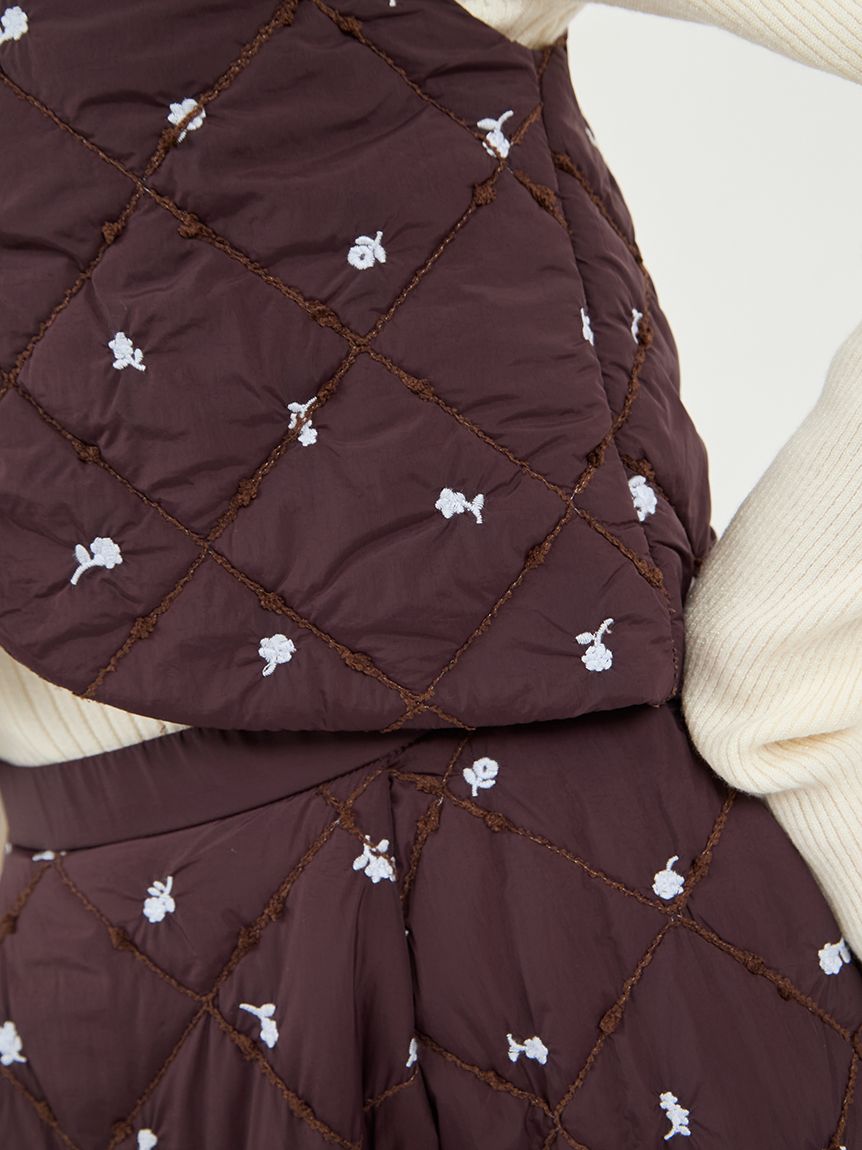 フラワーエンブロイダリーキルティングベスト(ジレ/ベスト)｜アウター