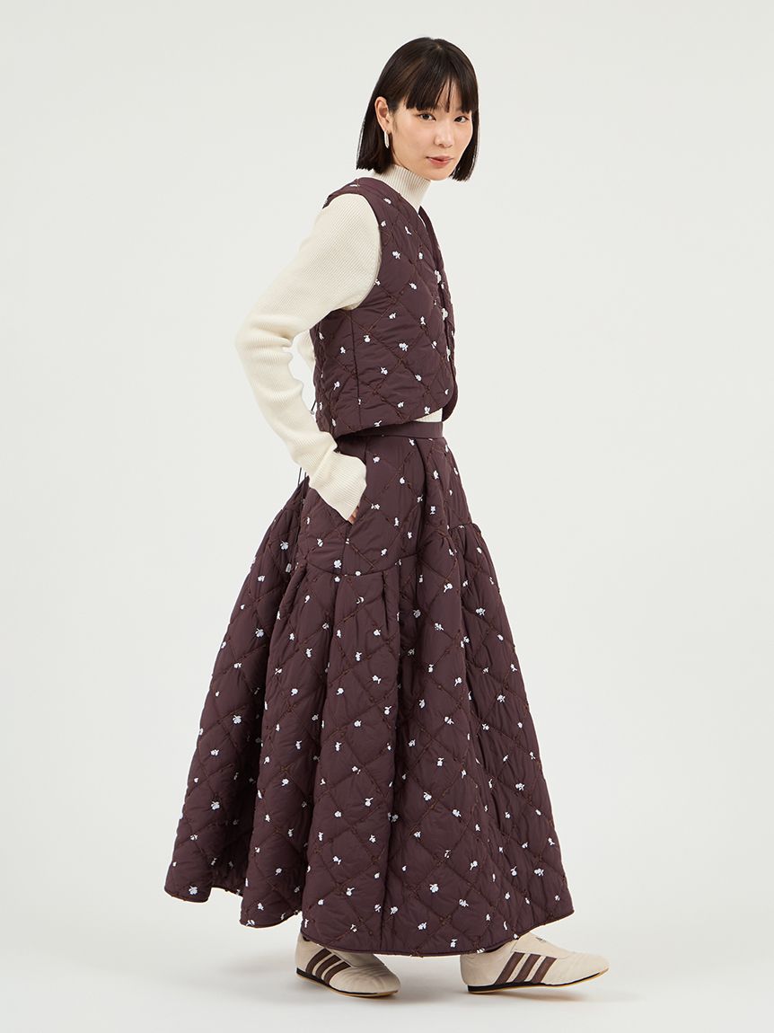 即完♡希少♡ LOEFF ワタスゲ ジャカード ベスト フラワー 花柄 ジレ