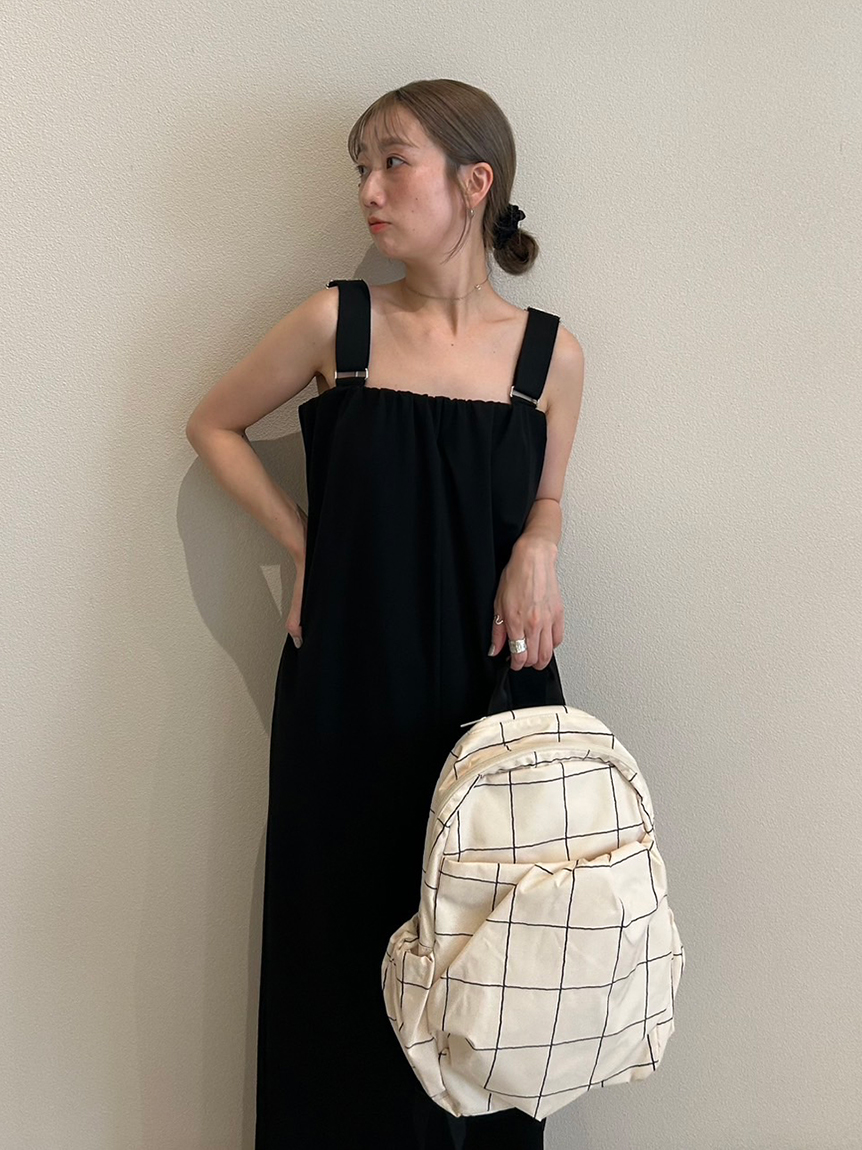 エミ新品⭐️eco撥水チェックギャザーボディーバックパックリュック登山レジャー WEB限定】eco 撥水チェックギャザーボディーバックパック(バック