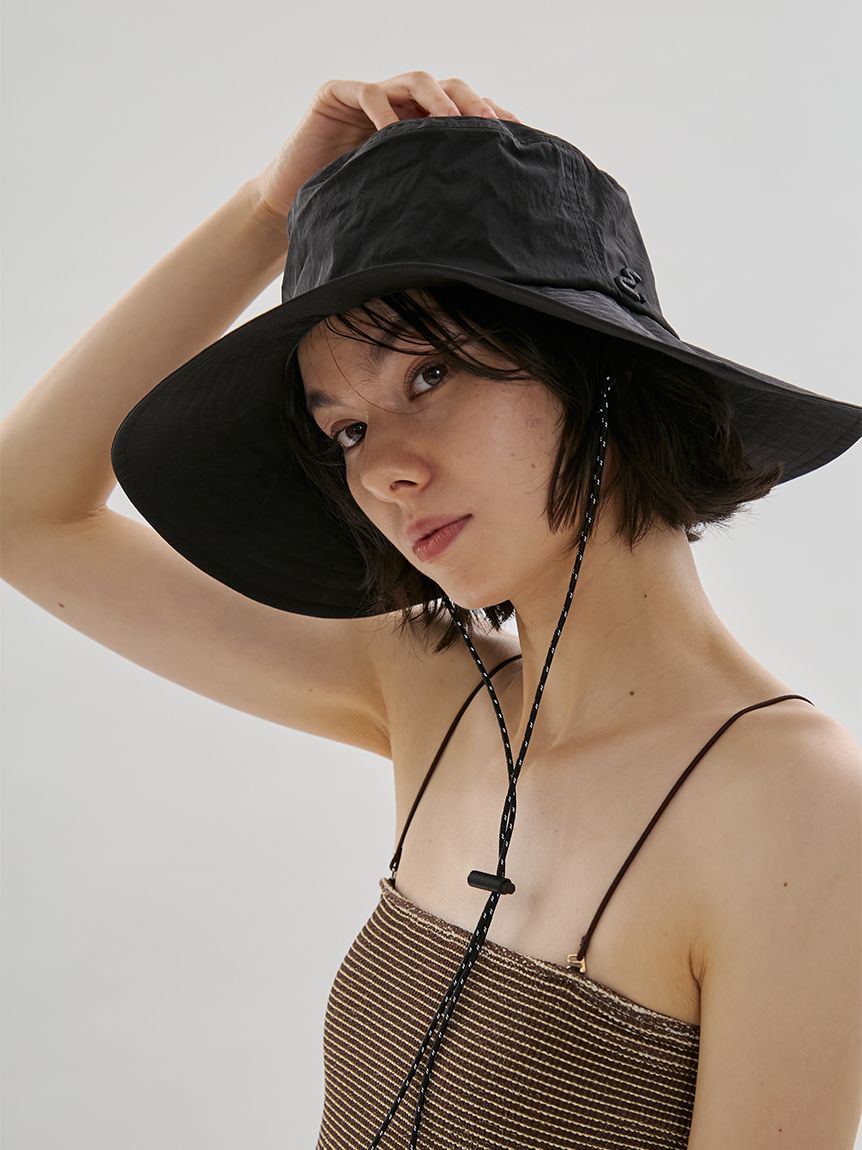 美品■防蚊　リボン付き2WAY ハット■ブラウン サンガードアウトドアハット/撥水/UVカット(帽子)｜emmi（エミ）の通販