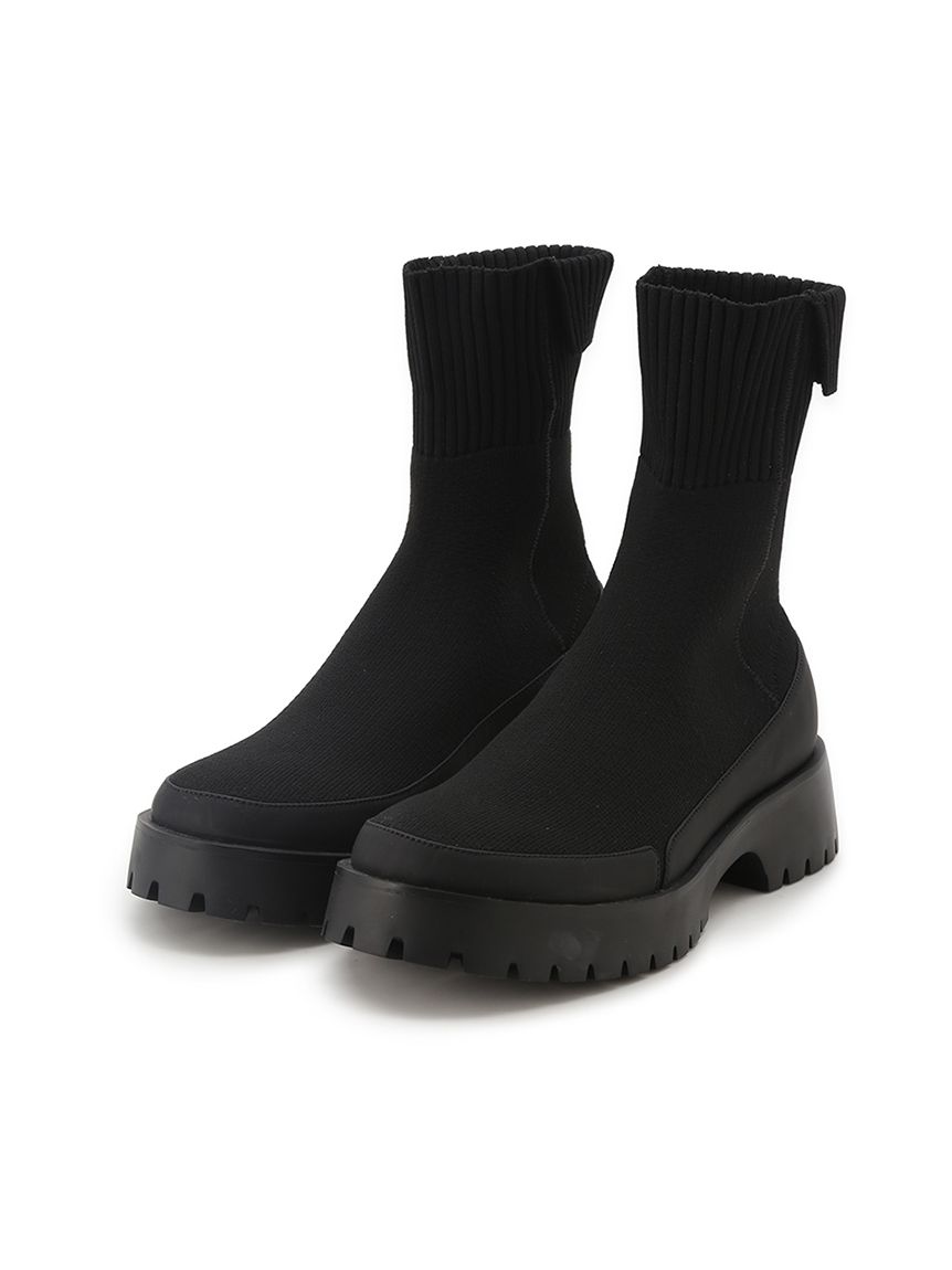 Emmiブラックニットカフスリッポンブーツ ecoニットブーツ(ブーツ)｜シューズ｜emmi（エミ）の通販サイト 【公式】