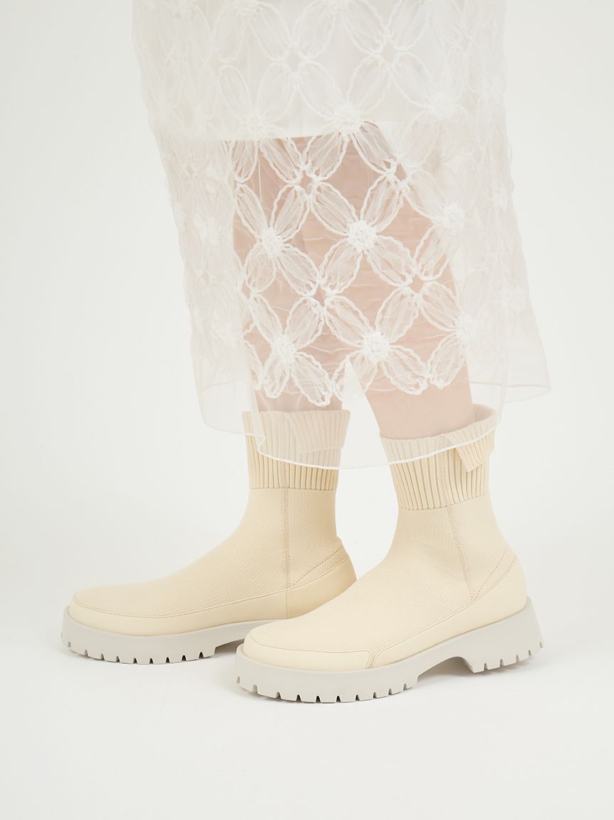 emmi ニットブーツ 24.5 エミ ホワイト アイボリー emmi ブーツ eco ニットブーツ レディース : ZOZOTOWN Yahoo!店 - 通販