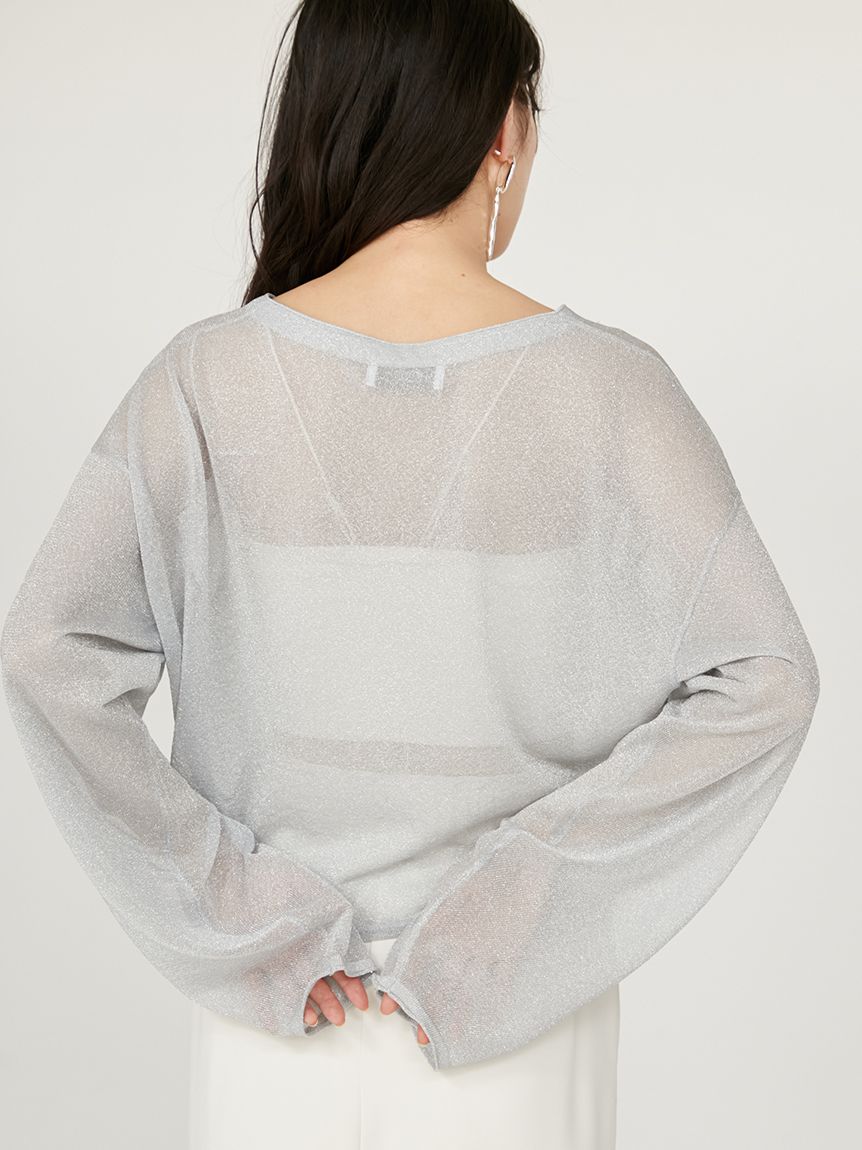 【美品】MISSONI 五分袖ニットカーディガン シアー ラメ 40 ホワイト シアーラメカーディガン(カーディガン)｜トップス｜emmi（エミ