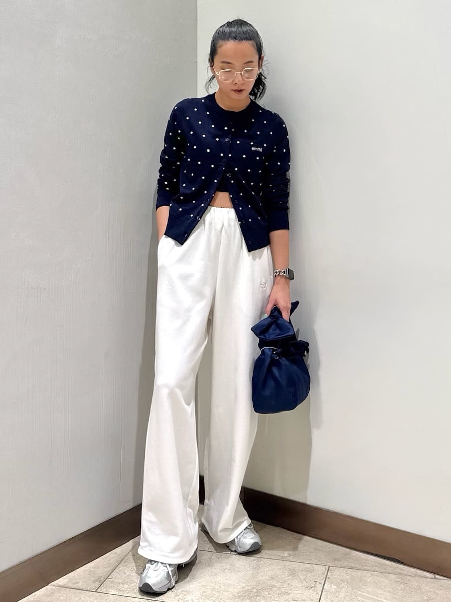 ウール混emmiロゴクルーネックニットカーディガン(カーディガン