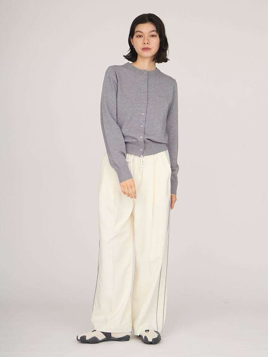 ウール混emmiロゴクルーネックニットカーディガン(カーディガン