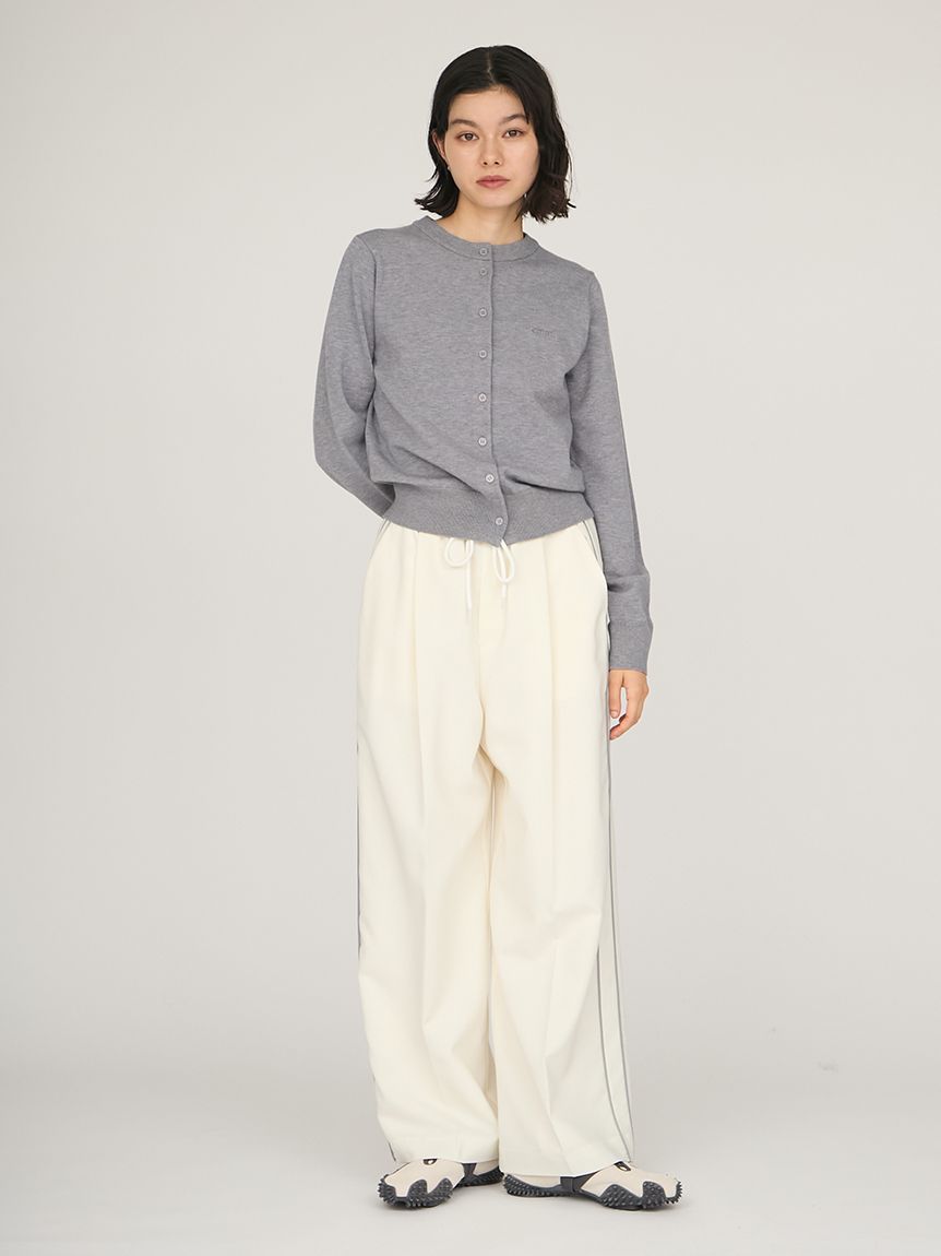 ウール混emmiロゴクルーネックニットカーディガン(カーディガン