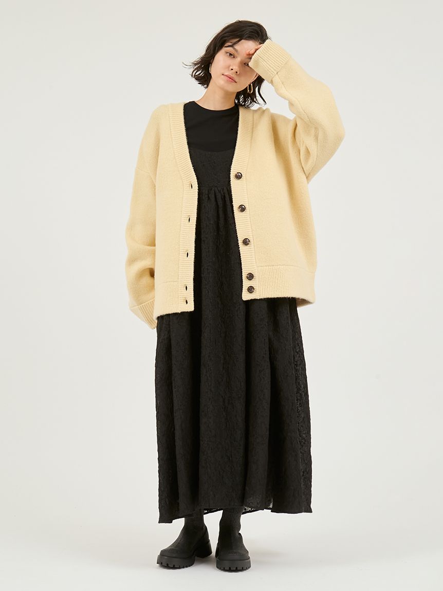 emmi フリンジニットカーディガン エミ emmi ラメフリンジニットカーディガン （BLK） - ファッション