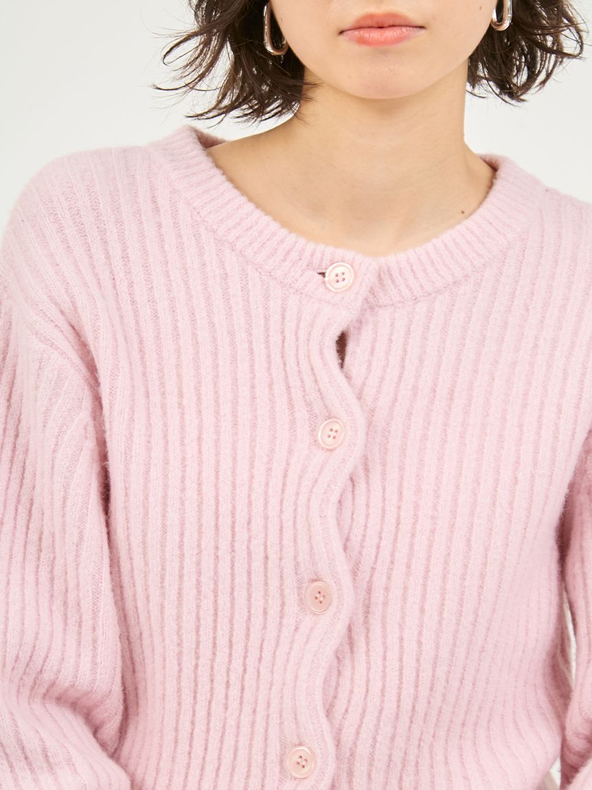 【限定カラー】emmiロゴアンサンブルニットトップス　ピンク ブラッシュドアンサンブルニット(カーディガン)｜トップス｜emmi（エミ