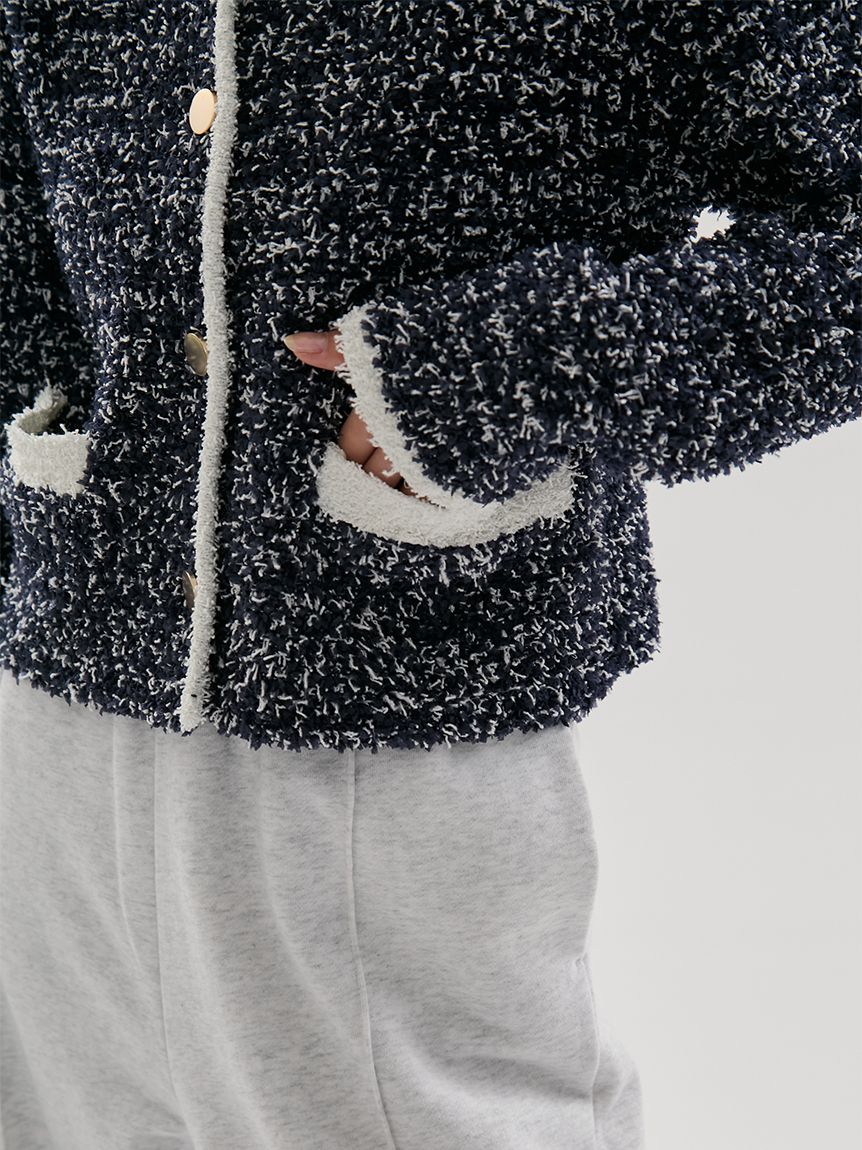 ツイードライクニットジャケット(ノーカラージャケット)｜アウター