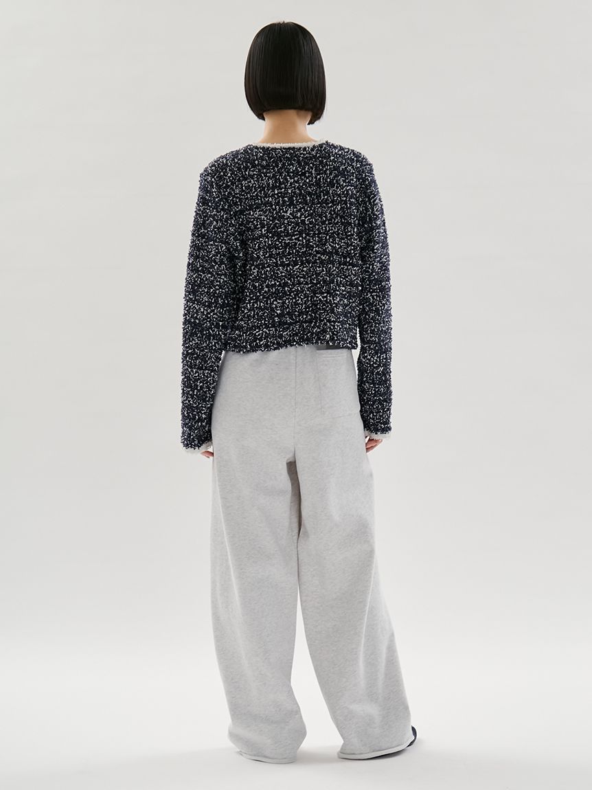 ツイードライクニットジャケット(ノーカラージャケット)｜アウター