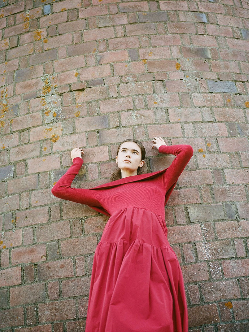 オフショルニットドッキングワンピース(ニットワンピース)｜ワンピース