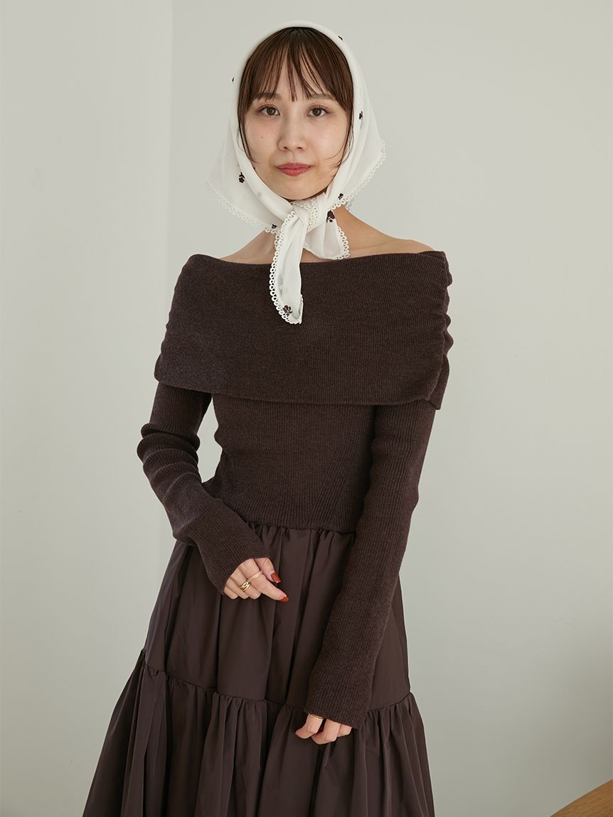 【新作/未使用/定価以下】エミ／オフショルニットドッキングワンピース オフショルニットドッキングワンピース(ニットワンピース)｜ワンピース