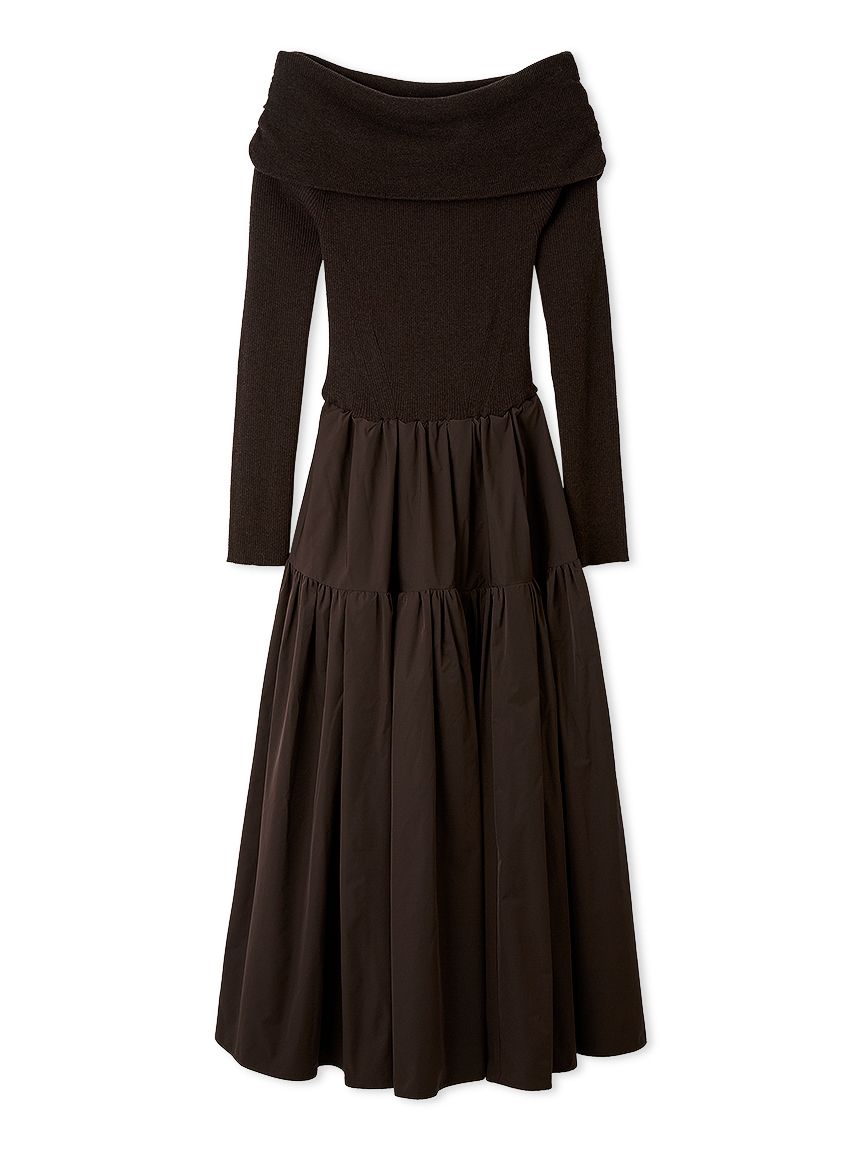 オフショルニットドッキングワンピース(ニットワンピース)｜ワンピース