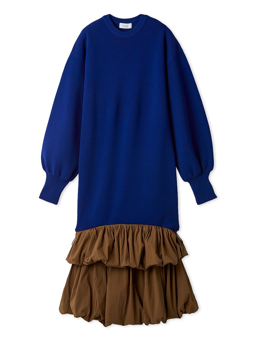 ニットタフタドッキングOP(マキシ・ロングワンピース)｜ワンピース