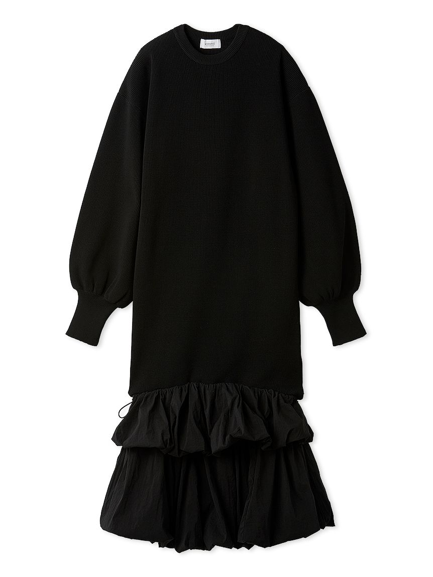 ニットタフタドッキングOP(マキシ・ロングワンピース)｜ワンピース