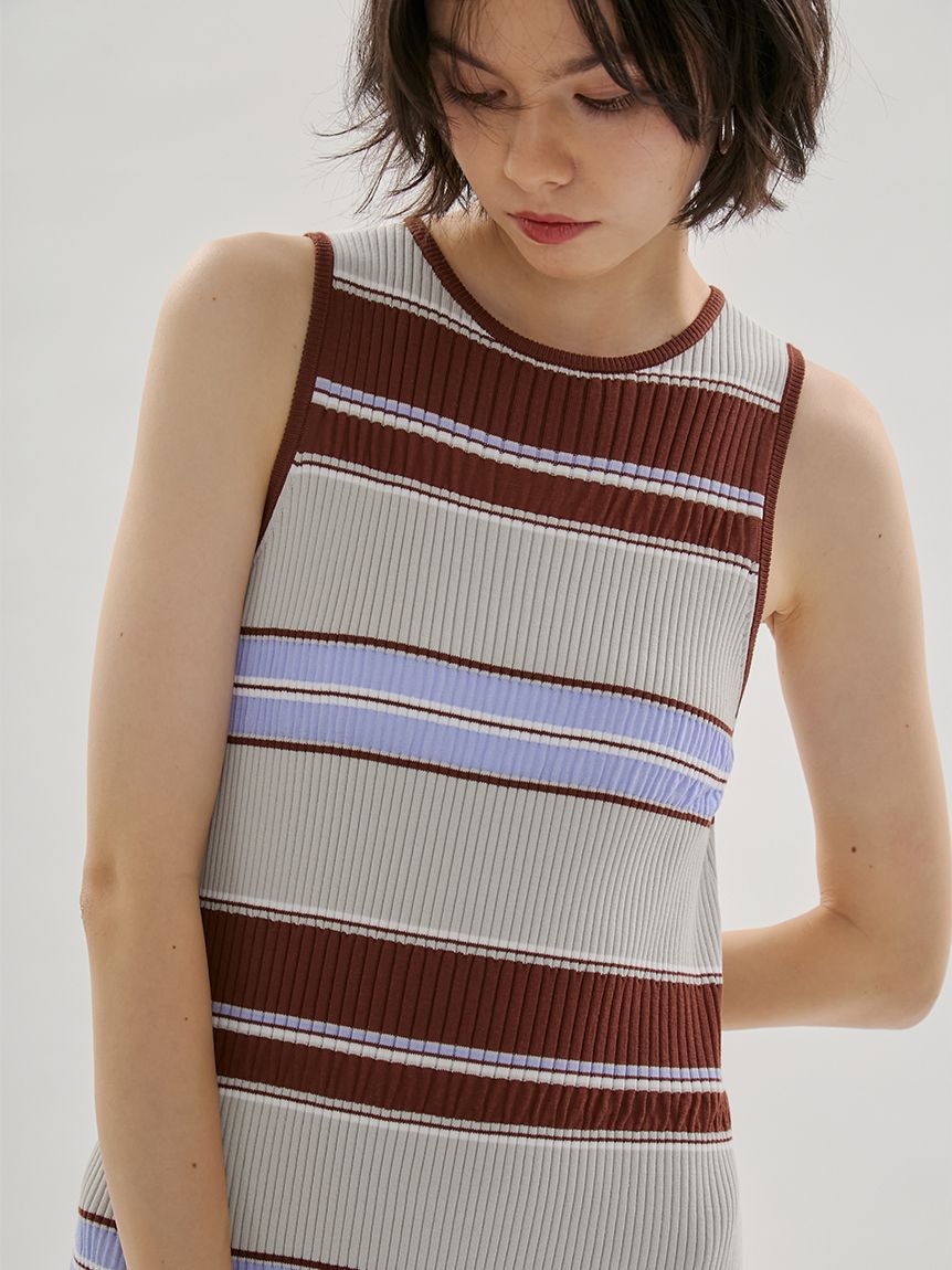 ONLINE限定カラーあり】マルチボーダーニットワンピース(ニット