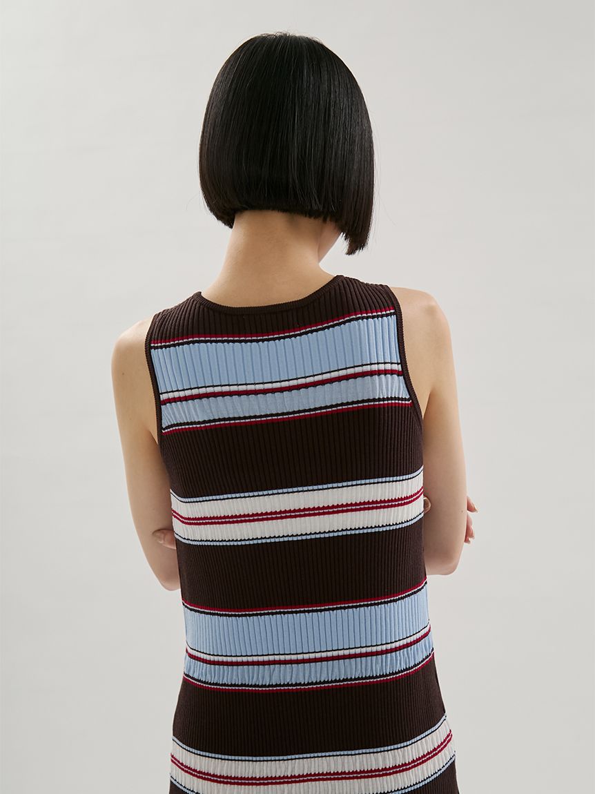 ONLINE限定カラーあり】マルチボーダーニットワンピース(ニット