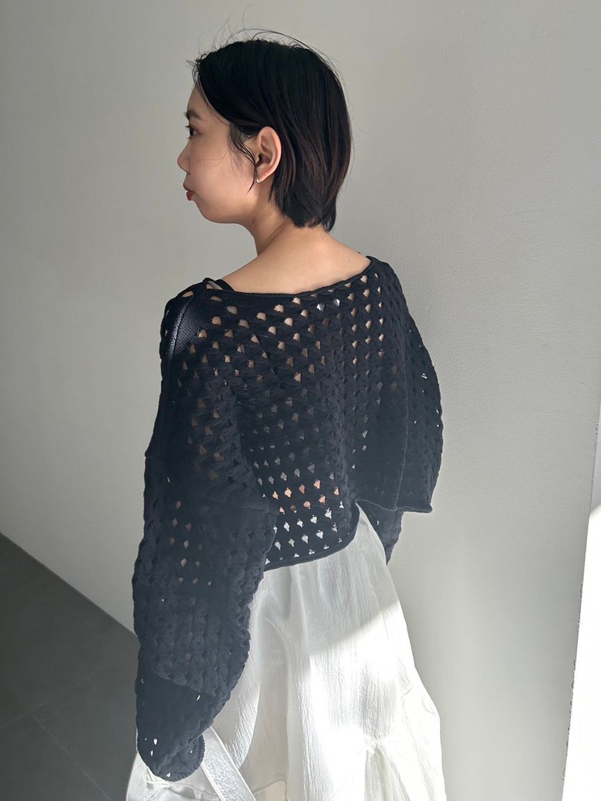 emmi atelier】クロップドメッシュニット(ニット)｜トップス