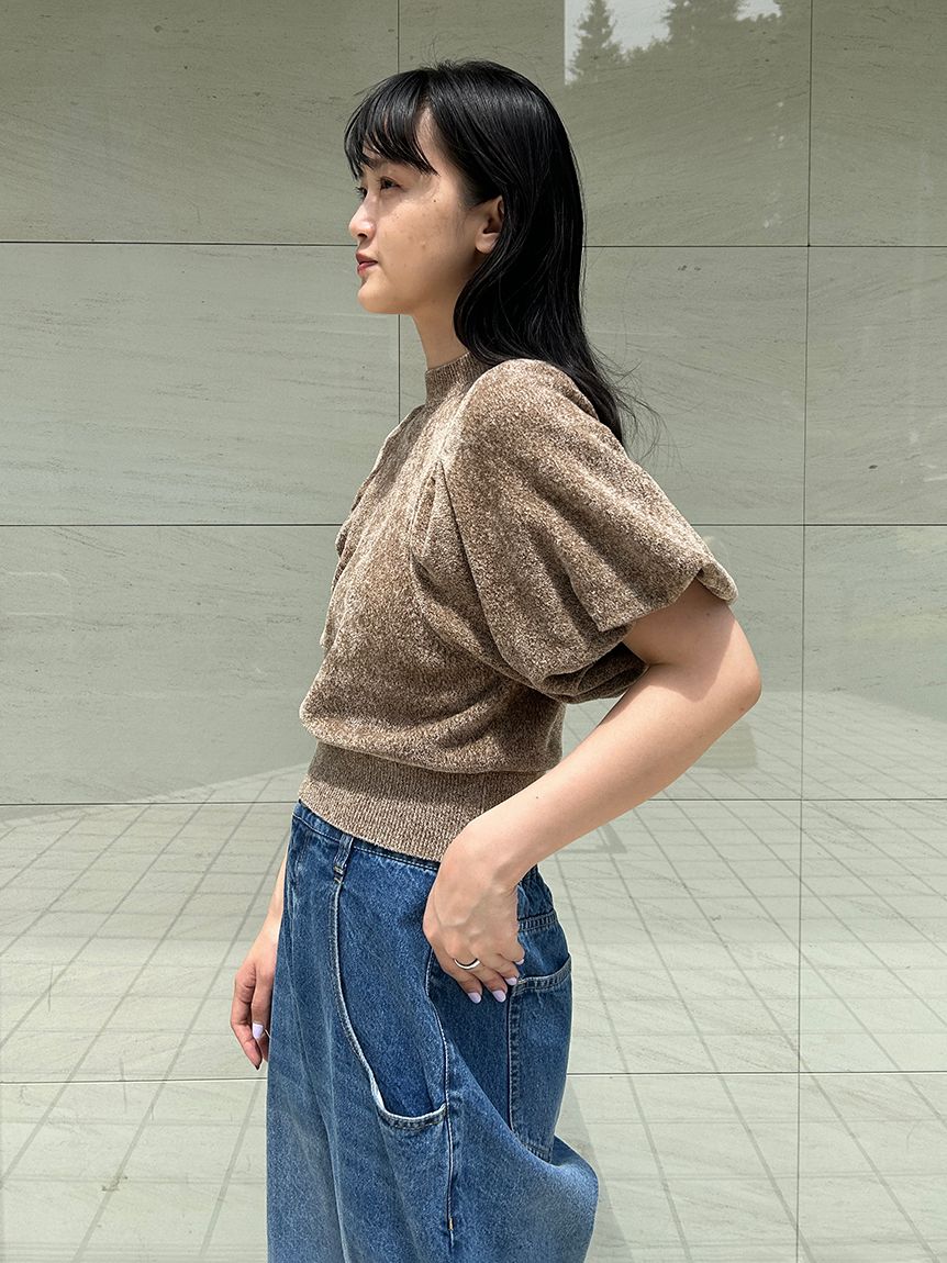 ニットジョーゼットフレアワンピース＞はe-shoppingに近日入荷