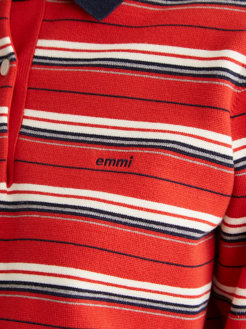 emmiロゴマルチボーダーニットポロ(ニット)｜トップス｜emmi
