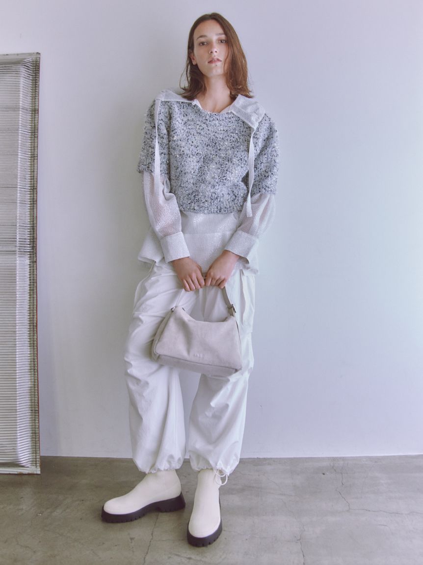 ラメフェザーハーフスリーブニットトップス(ニット)｜トップス｜emmi