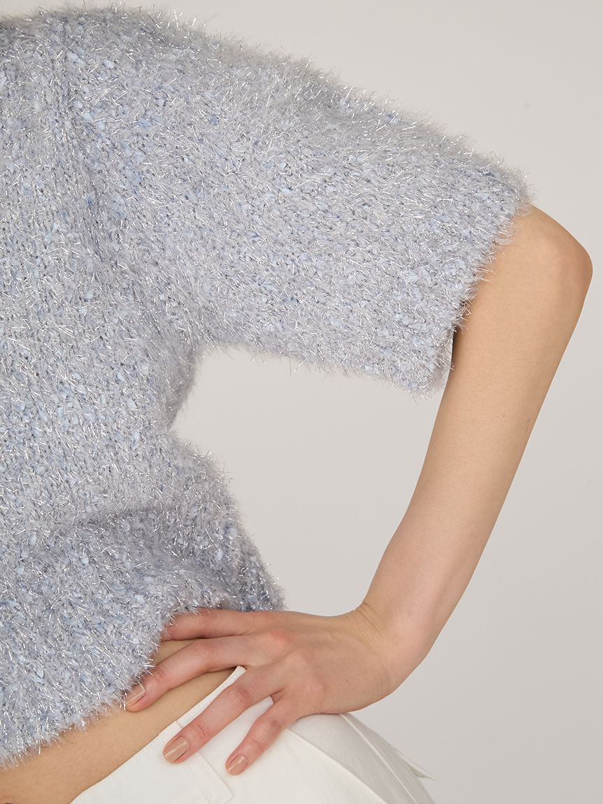 ラメフェザーハーフスリーブニットトップス(ニット)｜トップス｜emmi