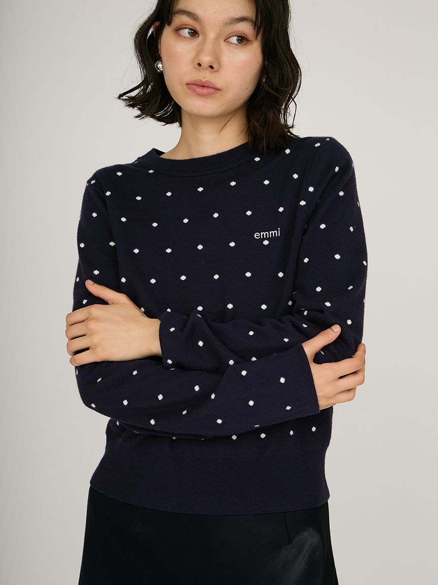 ウール混emmiロゴクルーネックニットトップス(ニット)｜トップス｜emmi