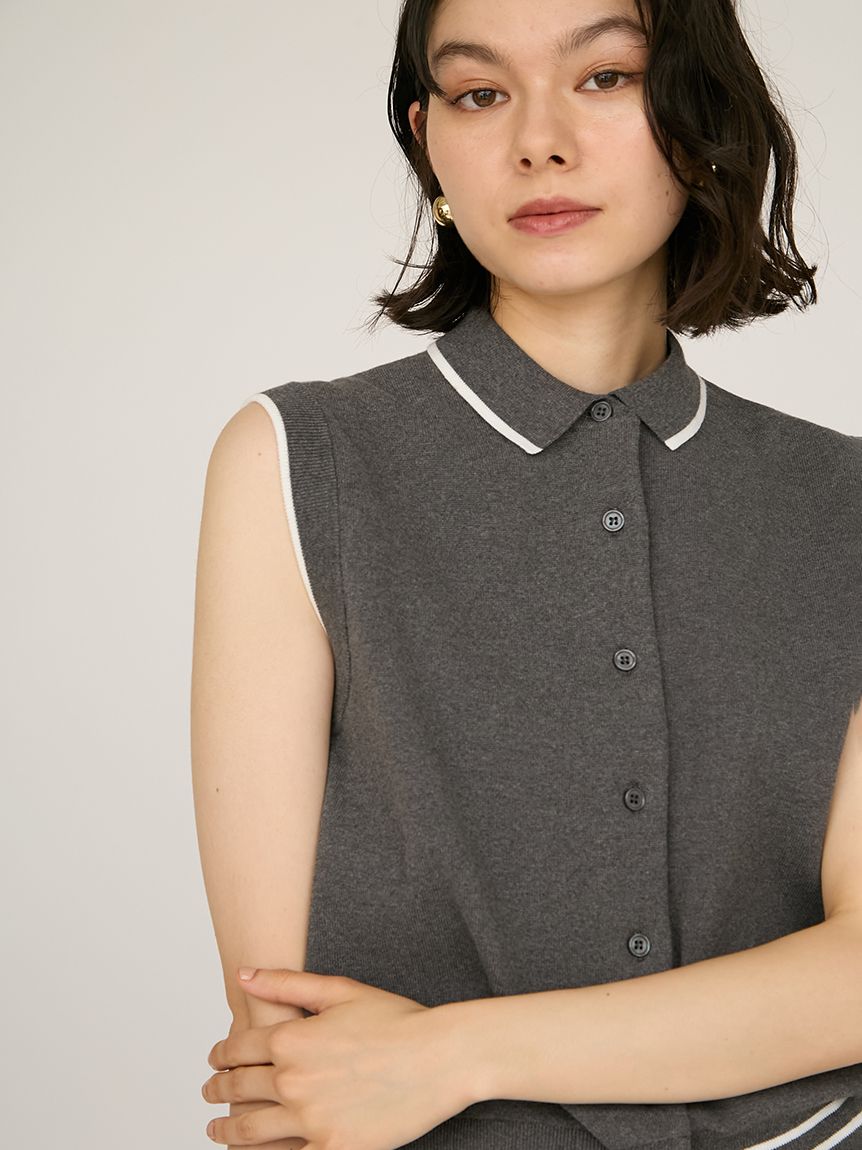 襟付きニットベスト(ジレ/ベスト)｜アウター｜emmi（エミ）の通販