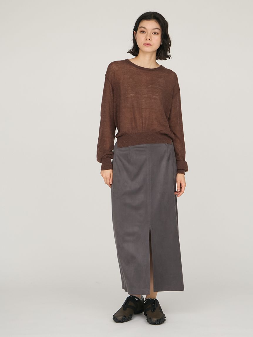 トップス mmmmku07 カットアウトロングドレス/シアー/長袖/谷間見せ/背中隠し/ワンカラー