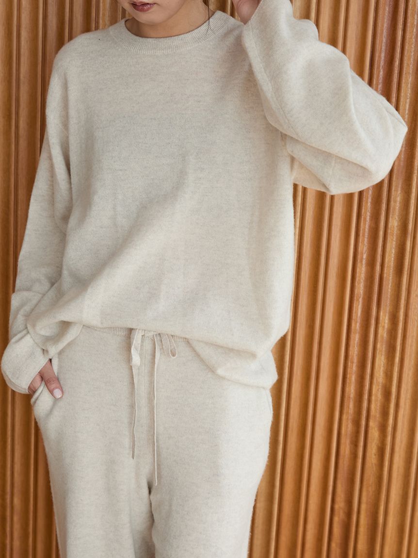 セットアップ対応】ラムウールオーバーニットトップス(ニット