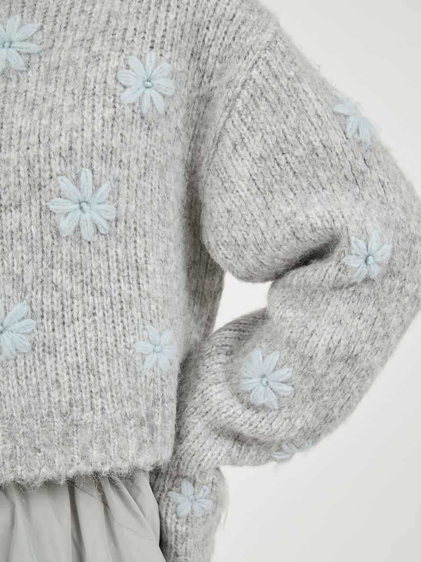 フラワーエンブロイダリーニットトップス(ニット)｜トップス｜emmi