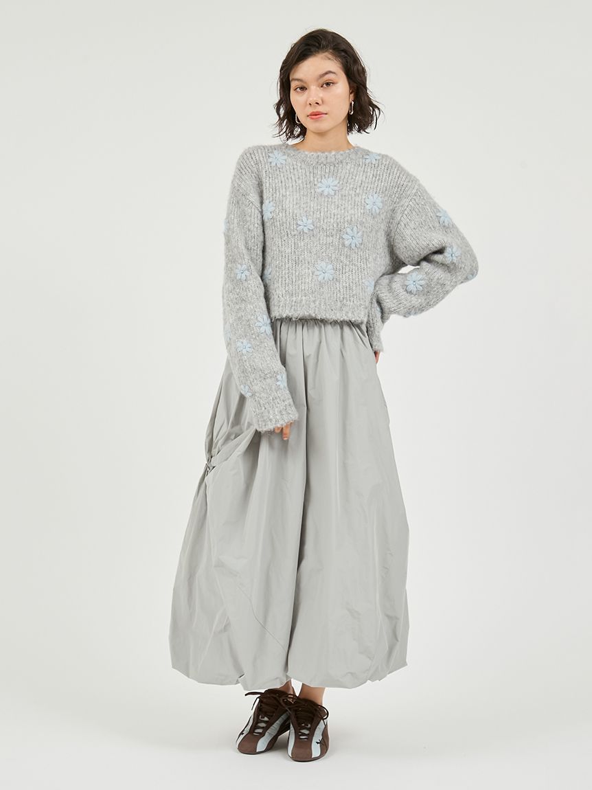 フラワーエンブロイダリーニットトップス(ニット)｜トップス｜emmi