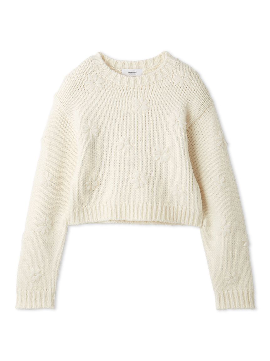 新品未使用⭐️emmi フラワーエンブロイダリーニットトップス　即完売品❗️ フラワーエンブロイダリーニットトップス(ニット)｜トップス｜emmi