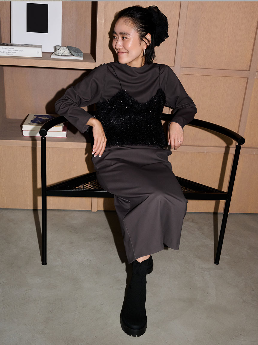 フェザーラメニットビスチェ(ニット)｜トップス｜emmi（エミ）の通販