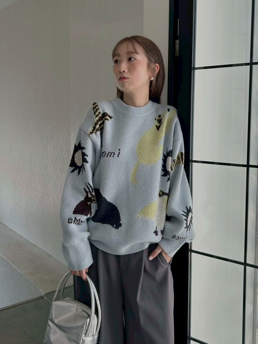 12/5着払い変更‼️USUALIS ジャガード織りニット レディース 切り替え ジャカード プルオーバー通販 [0302-55234