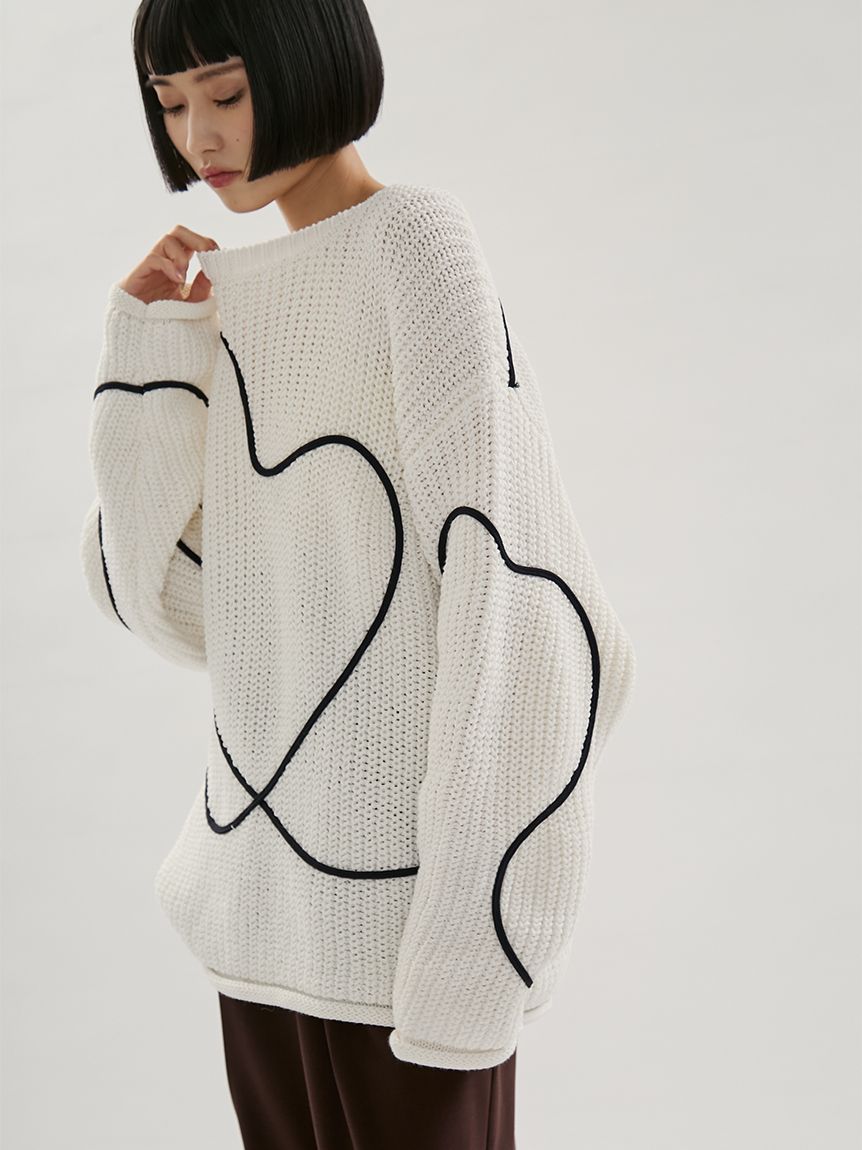 HEART】 【ONLINE限定カラーあり】ハートエンブロイダリーニット