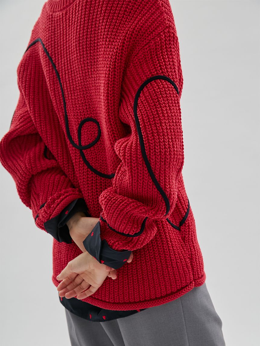 HEART】 【ONLINE限定カラーあり】ハートエンブロイダリーニット