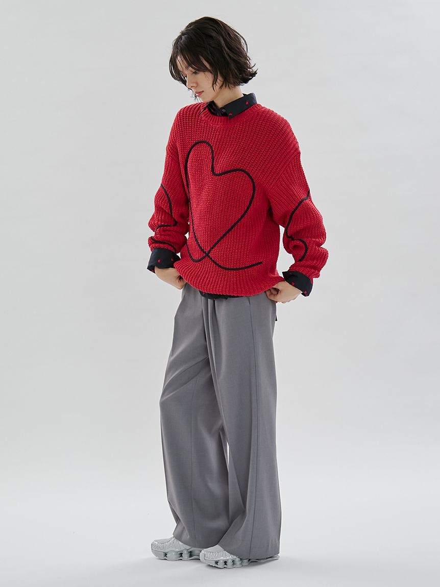 HEART】 【ONLINE限定カラーあり】ハートエンブロイダリーニット