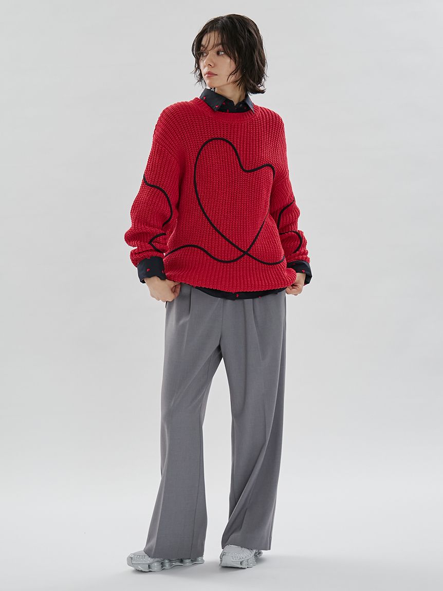 HEART】 【ONLINE限定カラーあり】ハートエンブロイダリーニット